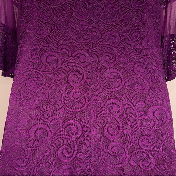 Size 22/24 Lane Bryant Purple Fuchsia Dress Lined Event Bell Sleeve Party Plus - Picture 16 of 16